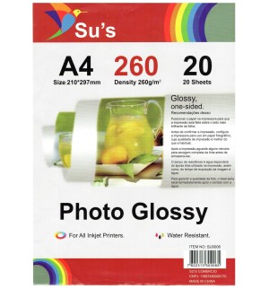 PAPEL GLOSSY A4 260G  C/20 SUS