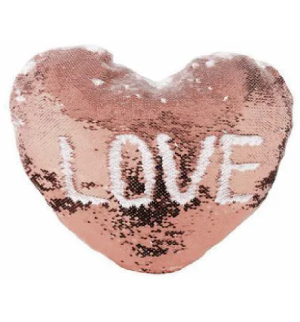 CAPA ALMOFADA - LANTEJOULA - 39X44 CORAÇAO CHAMP/BRA